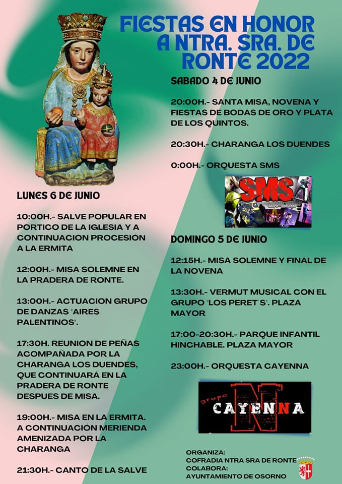 Fiestas en honor a Nuestra Señora del Ronte 2022 Osorno la Mayor